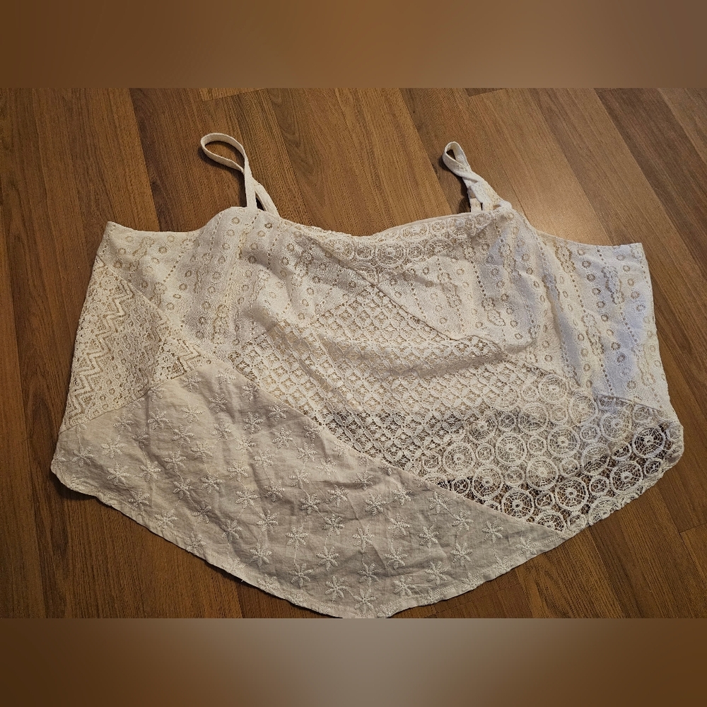 White Lace Handkerchief Crop Cami